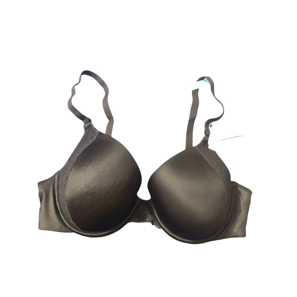 Maidenform Comfort Devotion Demi Bra Black Lace Trim Underwire 38C 09428